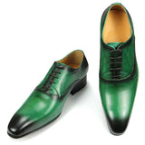 Dress Shoes for Men's Luxury Lace-up Spring Autumn Designer Wedding Oxfords Black Green Pointed Toe MartLion   