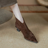 Winter Sheep Suede Women Boots Pointed Toe Autumn Concise Ladies Shoes MartLion brown- fur 34 