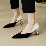 Spring Women Shoes Kid Suede Square Toe Chunky Heel Slip-On Pumps Concise High Heel 6cm MartLion   