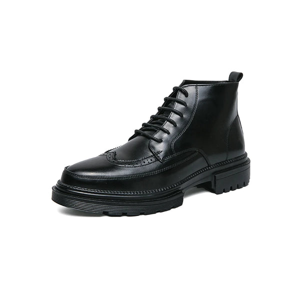 British Style Platform Work Shoes Brogue Men's Boots MartLion black 6 