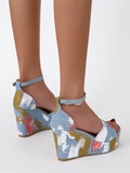 Women Floral Platform Sandals Female Summer Wedges High Heels Thick Bottom Shoes Ladies Buckle Footwear Mart Lion   