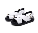Summer Fish Toe Sandals Women's Roman Leather Cross Flat Thick Sole Matching Color Versatile Shoes Mart Lion   