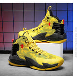 Mesh Yellow Basketball Shoes Men's High Top Non-slip Sneakers Shock-absorbing Elastic Sport Mart Lion   