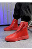 Red Men's High-top Sneakers Flat Designer Shoes Lace-up Casual Boots zapatillas hombre MartLion   