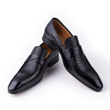 Men's Dress Shoes Slip on Black Leather Point Toe Casual Formal for Wedding MartLion   