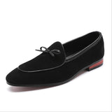 Men's Casual Shoes with Bowknot Genuine Suede Leather Trendy Party Wedding Loafers Flats Driving Moccasins Mart Lion   