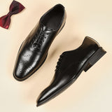 Whole-cut Leather Men's Dress Shoes Brogues Formal Block Carved Lace Up Pointed Toe Office Wedding Mart Lion Black 39 
