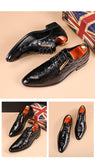 Men's Classic British Leather Shoes Lace-Up Pointed Toe Dress Office Flats Wedding Party Oxfords Mart Lion   