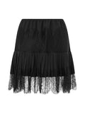 Summer Mid-Rise Lace Patchwork Mini Skirts Women's Pleated A-Line Casual Short Skirts MartLion   