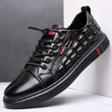 Men's Casual Shoes Genuine Cow Leather Crocodile Print Spring Autumn Luxury Flat Cool Leisure Sneakers Loafers Mart Lion   