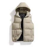 Cotton Vest Men's Fall Winter Hooded Vest For Solid Color Cotton Vest MartLion 2 M 