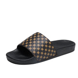 Summer Beach Outdoor Men's Slides Slippers Platform Mules Shoes Flats Sandals Indoor Household Flip Flop MartLion 6004-1 Brown 39 