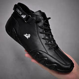 Men's Boots Casual Shoes High Top Luxury Sneakers Warm Leather Loafers Motorcycle MartLion black 38 