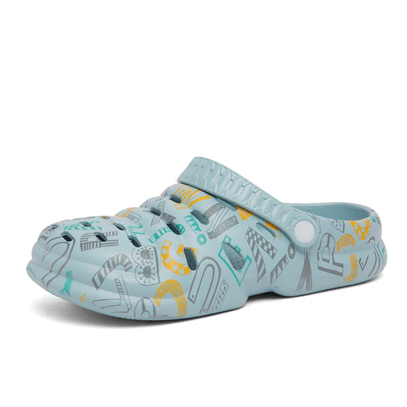 Men's Rubber Sandals Beach Shoes Clogs Hombre Garden Summer Slip On Sandal Casual Breathable MartLion Blue 44 