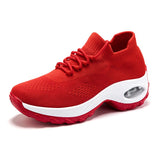 Running Shoes Air Cushion Women's Breathable Mesh Lace Outdoor Sports Sneakers Mart Lion Red 35 