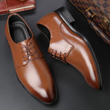 Men's Classic Leather Dress Shoes Lace-Up Office Flats Wedding Party Oxfords Mart Lion Brown 38 China