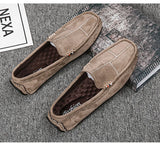 Brown Men's Suede Moccasins Breathable Casual Loafers Flats Slip-on Driving Shoes Peas zapatos de hombre MartLion   