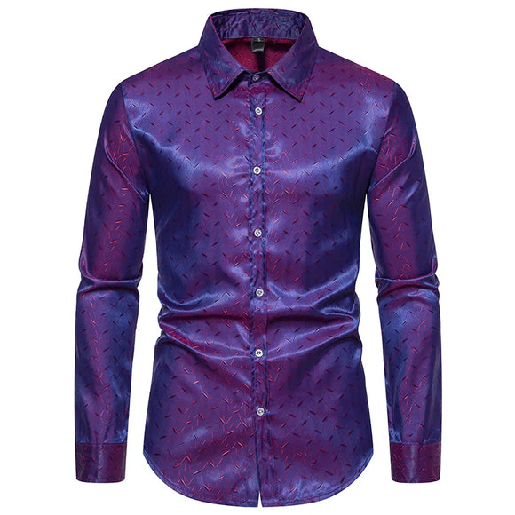 Men's Dress Shirts Long Sleeve Regualr Fit Casual Button Down Shirts Wrinkle-Free Casual Collar Shirt MartLion Purple S 