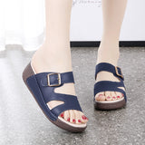 Women's Wedge Heeled Sandals Casual Open Toe Platform Slipper Slip Heel Height 4.0cm MartLion   