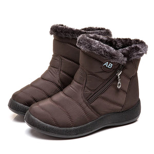 Snow Women Boots Women's Boots Waterproof Women Shoes Zipper Shoes Woman MartLion BrownK05 35 