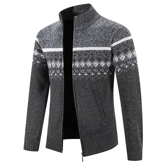 Men's Winter Knitted Cardigan Sweater Thick Warm Zip-Up Coat Thick Jacket Sweatshirts Cardigan Clothing