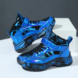 Children Sneakers for Boys Leather Running Sports Shoes Kids Boy Street Casual Shoes Blue Gold MartLion   