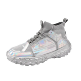 Spring Autumn Sliver Mirror Sneakers Men's Glitter Luxury Desinger Shoes Platform Breathable Casual MartLion sliver S819 39 