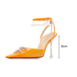 Luxury Pearls Crystal Bowknot Women Pumps Transparent PVC High heels Elegant Pointed toe Summer Party Shoes MartLion   