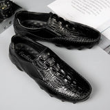 Crocodile Pattern Men's Loafers Genuine Leather Casual Shoes Moccasins Octopus Shape Boat Footwear Mart Lion   