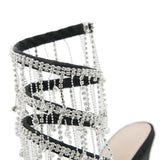 Runway style Bling Crystal Tassels Snake Coiled Women Sandals Stiletto High heels Summer Party Prom Shoes MartLion   