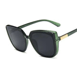 Cat Eye Women Sunglasses Vintage Designer Black Big Frame Cool MartLion Green Gray  