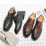 Brogue Men's Dress Shoes Soft Split Leather Footwear Crocodile Oxfords Elegant Sapato Social Masculino Mart Lion   