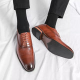 Luxury Men's Shoes Casual Pointed Oxford Wedding Leather Dress Gentleman Office MartLion   