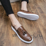 Flat Sole Leather casual shoes men's Slip loafers Leisure Spring Footwear Mart Lion   