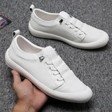 Genuine Leather Shoes Men's Sneakers Casual Footwear White Cow Leather White MartLion   