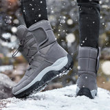  Unisex Snow Boots Warm Push Mid-Calf Waterproof Non-slip Winter Thick Leather Platform Warm Shoes MartLion - Mart Lion