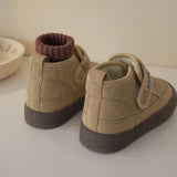 Spring Winter Baby Diamond Checkered Bread Shoes Boys Warm Velvets Inside Cotton Boots Girls Retro Princess Short MartLion   