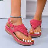 Fringe Wedges Sandals Women Clip Toe Back Strap Platform Summer Light Beach Shoes MartLion   