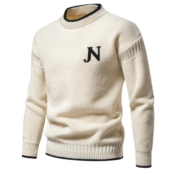 Men's Autumn and Winter Warm Sweater Knitted Bottom Letter Twisted Flower Clothes MartLion   