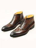 Premium Men's Leather Boots Outdoor Cool Type Luxury Office Handmade Genuine Leather Zipper Shoes MartLion Coffee 39 