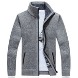 Winter Thick Men's Knitted Sweater Coat Off White Long Sleeve Cardigan Fleece Full Zip Causal Clothing for Autumn MartLion light gray US S 50-60 KG 