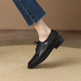 Retro Women's Shoes Spring Genuine Leather Oxfords Loafers Round Toe Bullock Platform MartLion   