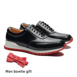 Luxury Designer Men's Sneakers Genuine Leather Hand Painted Casual Social Shoes Outdoor Oxfords MartLion Black EUR 46 