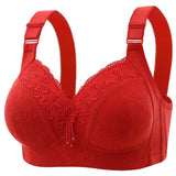 Luxury Lace Lace Without Steel Ring Women's Bra Push Up Breathable Adjustable Underwear MartLion red 105C 