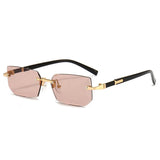 Rimless Sunglasses Rectangle Popular Women Men's Shades Small Square Summer Traveling MartLion Brown Black 