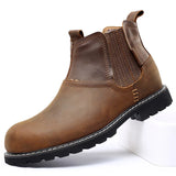 Men's Chelsea Boots Non-slip Leather Boots Casual Outdoors Ankle Shoes Adult Wear-resisting Autumn MartLion brown 38 