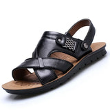 Men Sandals  Male Leather Sandals Classic Men Slippers Beach Shoes for Men  Walking MartLion Black men sandals 40 