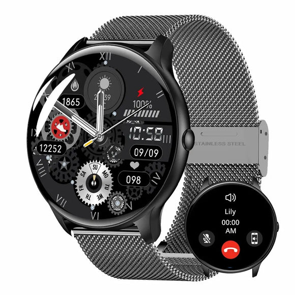 MAX14  Men's Smart Watch 1.53 Inch HD Screen Bluetooth Call Heart Rate Fitness Health Tracker Sport Smartwatch MartLion black steel 1  