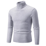 Winter Men's Turtleneck Sweater Casual Men's Knitted Sweater Keep Warm Fitness Pullovers Tops MartLion Grey M (55-65KG) 