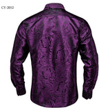 camisa masculina Black Men's Long Sleeves Floral Shirt with Collar Pin Turn-Down Collar Slim Blouse Party Four Season MartLion   